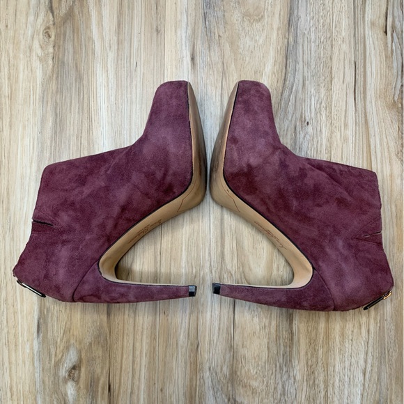 SAM EDELMAN Purple Suede Ankle Booties "Keaton" Hidden Platform Heels Size 7.5 - Picture 4 of 11